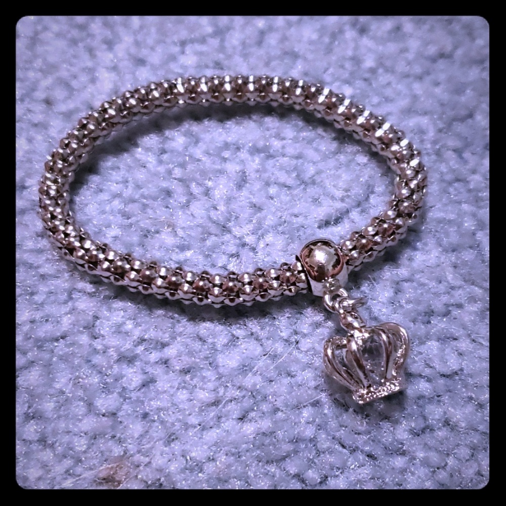 Charm bangle bracelet elastic gold silver pandora